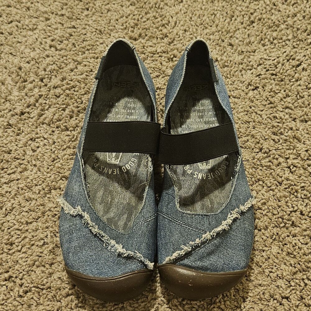 Keen Women's The Good Project repurposed denim jeans Size 9.5 Mary Janes